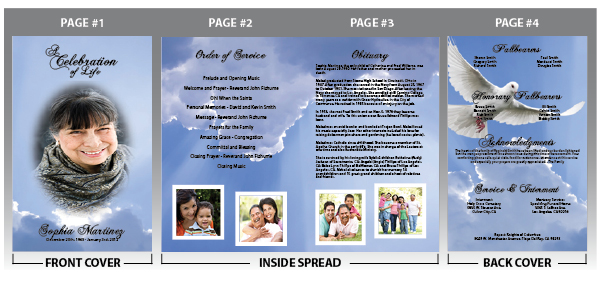 Customize your funeral programs with photos and text of your loved one
