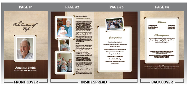 Customize your memorial programs with photos and text of your loved one